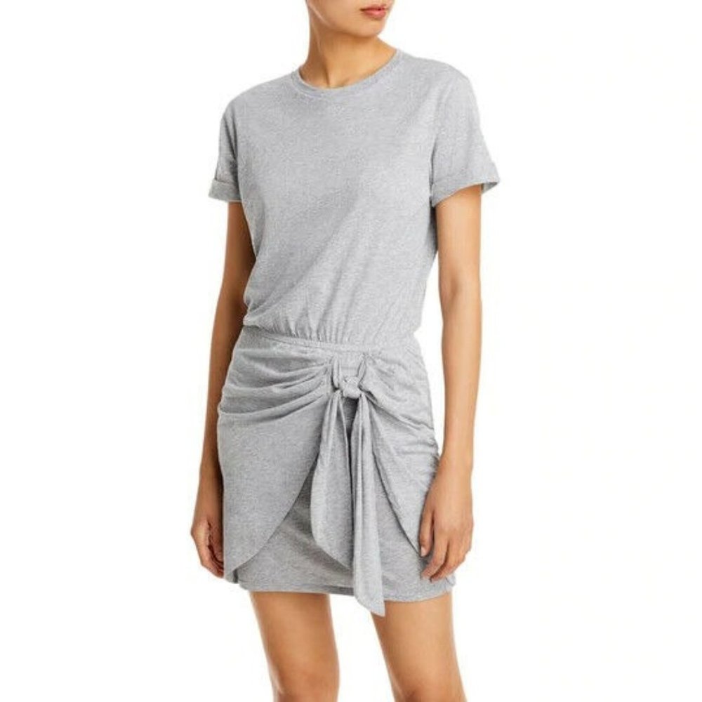 Fore Womens M Gray Short Sleeve Crewneck Side Tie Cotton Dress NWT J54